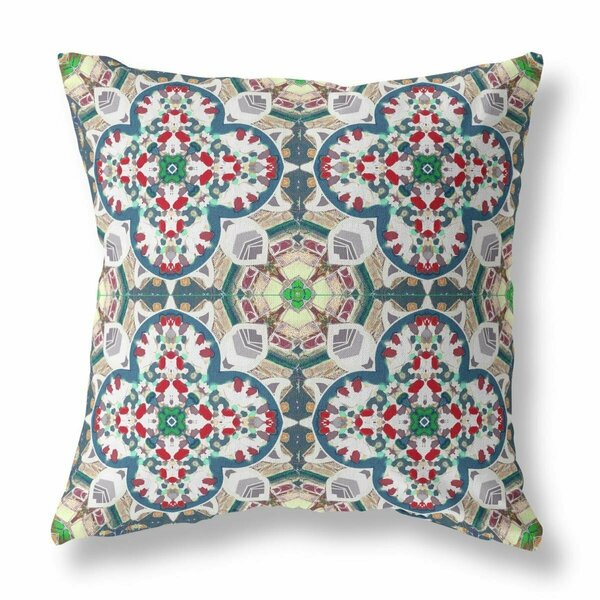 Palacedesigns 28 in. Cloverleaf Indoor & Outdoor Throw Pillow Green Red & White PA3099450